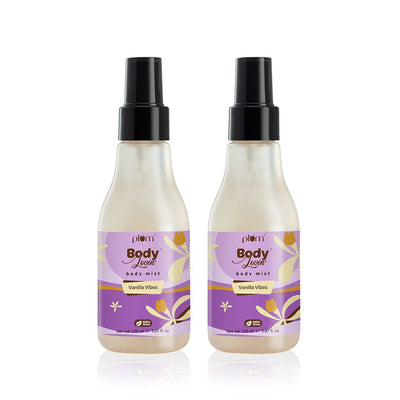 Plum Vanilla Vibes Body Mist by Plum BodyLovin' | Long Lasting | Travel-Friendly | Warm Vanilla Fragrance | Perfume Body Spray, 150ml x 2