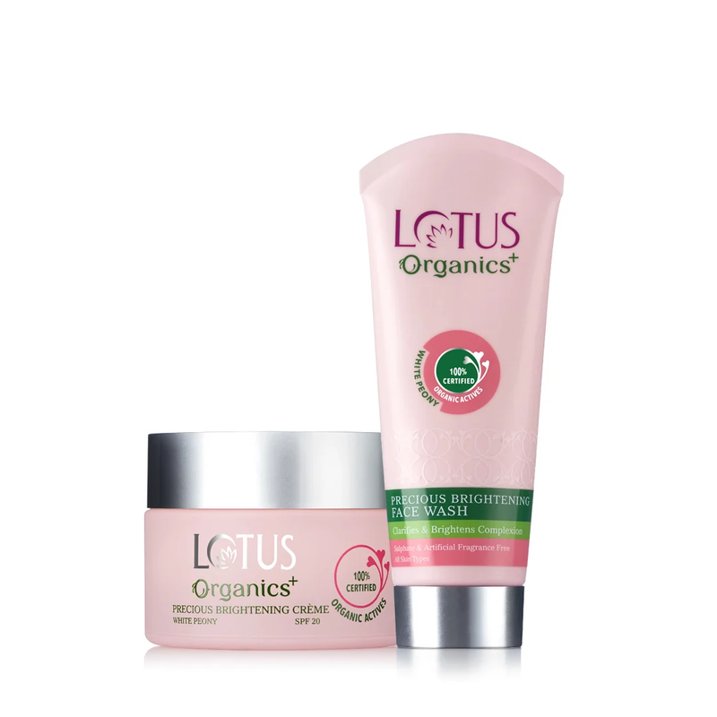 Lotus Herbals Precious Brightening Facewash & Creme Collection, PB Creme 50g PB Face Wash 100g