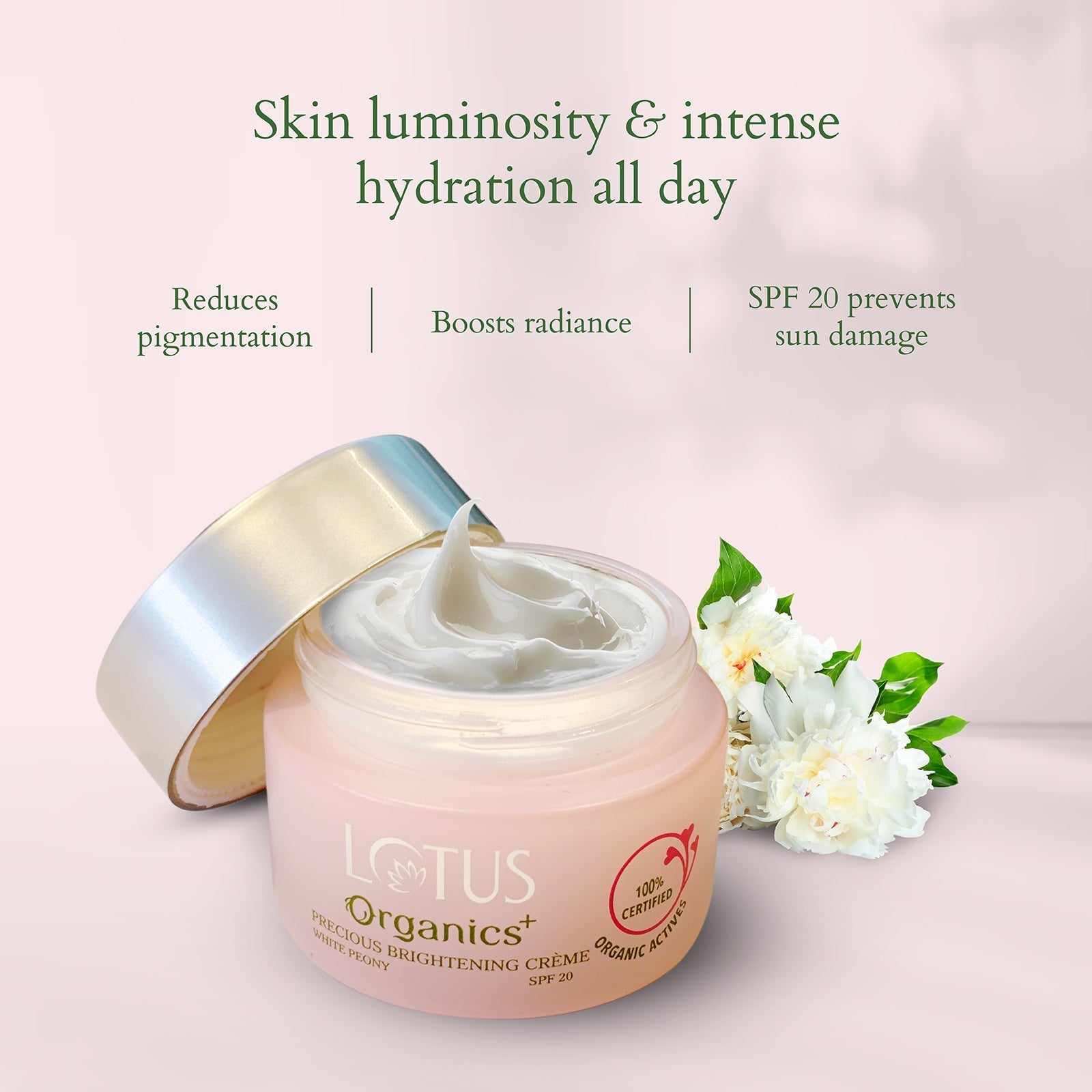 Lotus Herbals Organics+ Body Brightening Indulgence Set, Mystic Indulgence Body Lotion 200mlPrecious Brightening Creme 50g