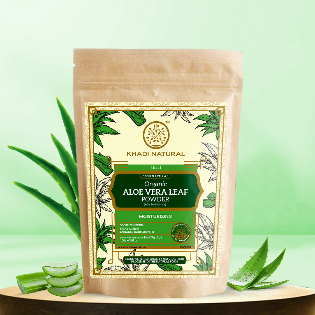 Khadi Natural Organic Aloe Vera Leaf Powder For Hair Care- 100% Natural - 100gm - Image 7 - Buy from Indicrest