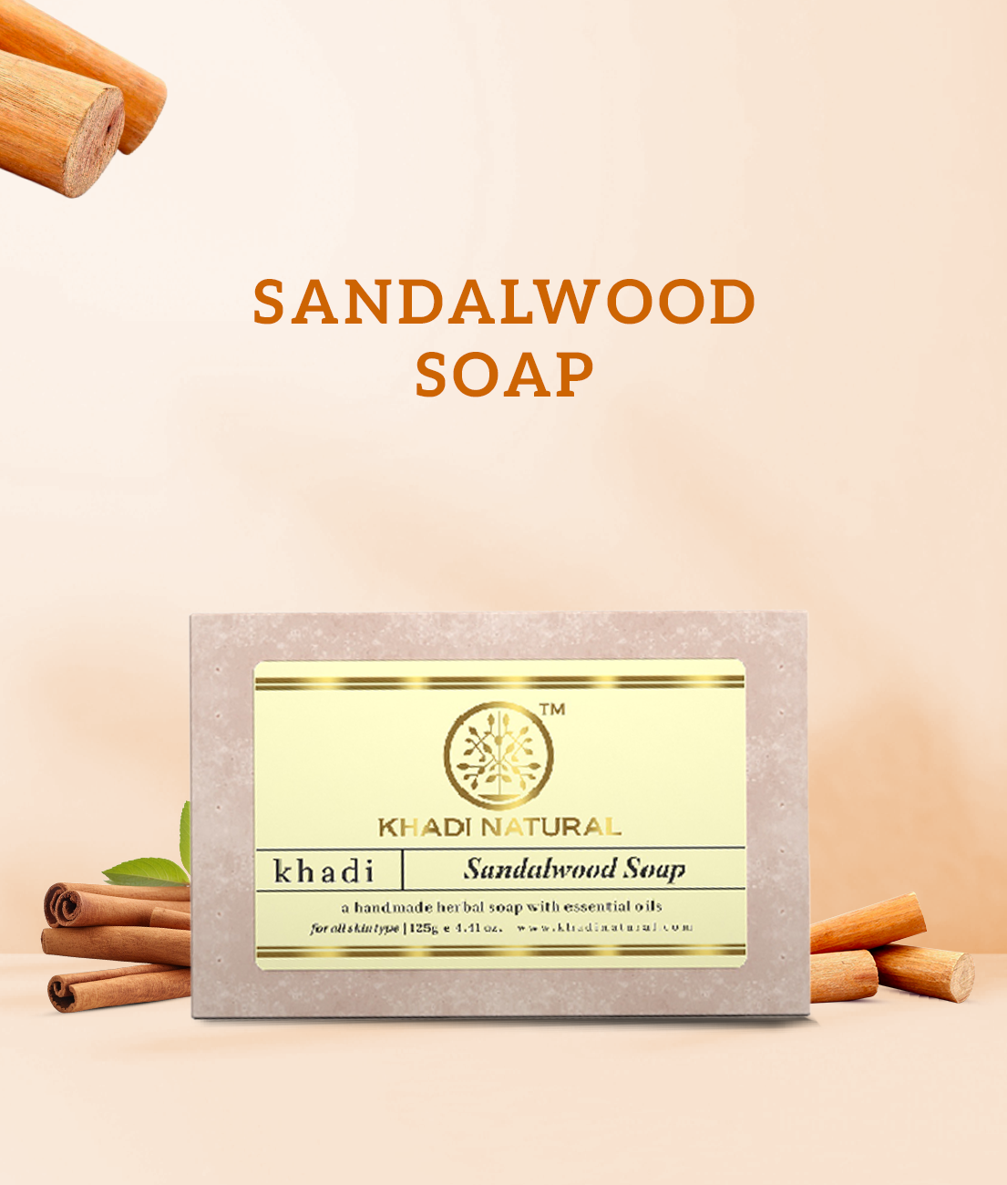 Khadi Natural Herbal Sandalwood Soap - 125gm - Image 7 - Buy from Indicrest