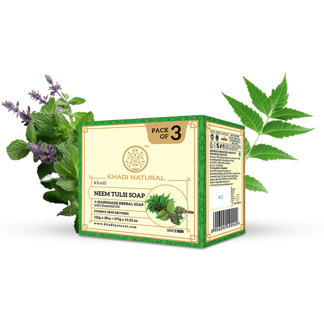 Khadi Natural Herbal Neem Tulsi Soap Combo Pack Of 3 – 125gm Each - Image 6 - Buy from Indicrest