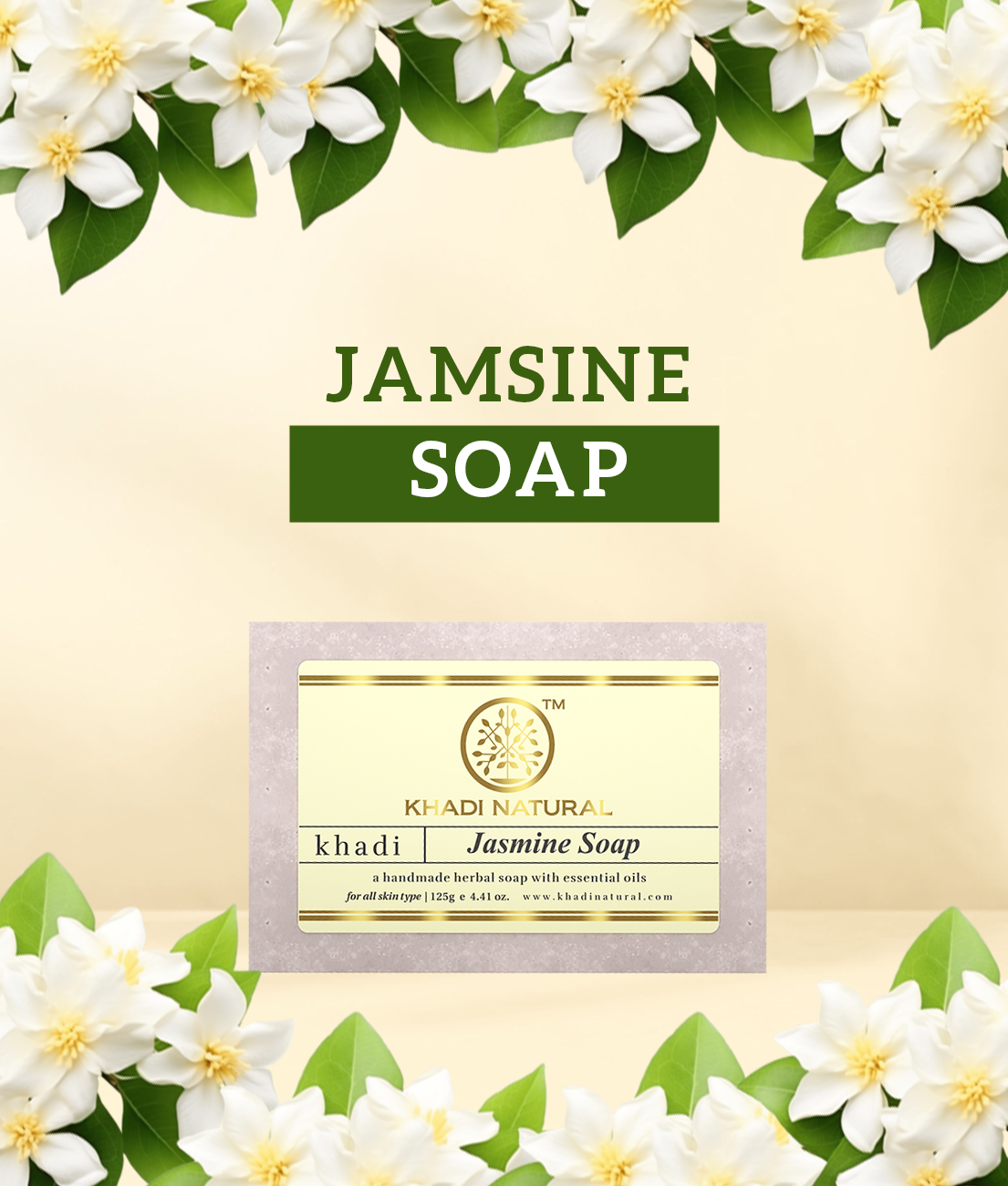 Khadi Natural Herbal Jasmine Soap - 125gm - Image 8 - Buy from Indicrest