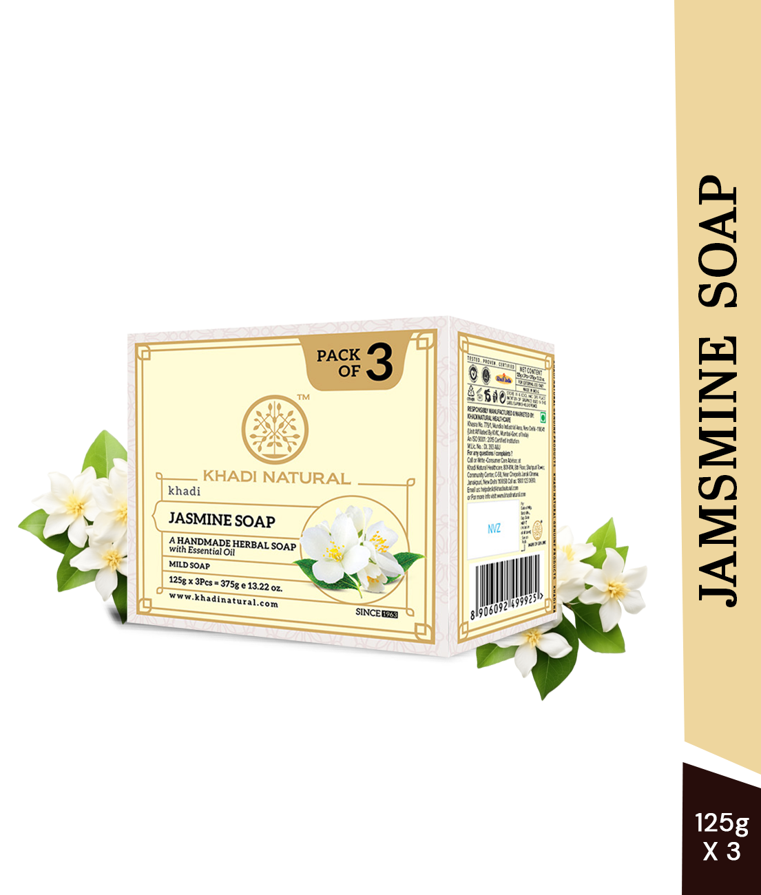 Khadi Natural Herbal Jasmine Soap Combo Pack Of 3 – 125gm Each - Image 7 - Buy from Indicrest