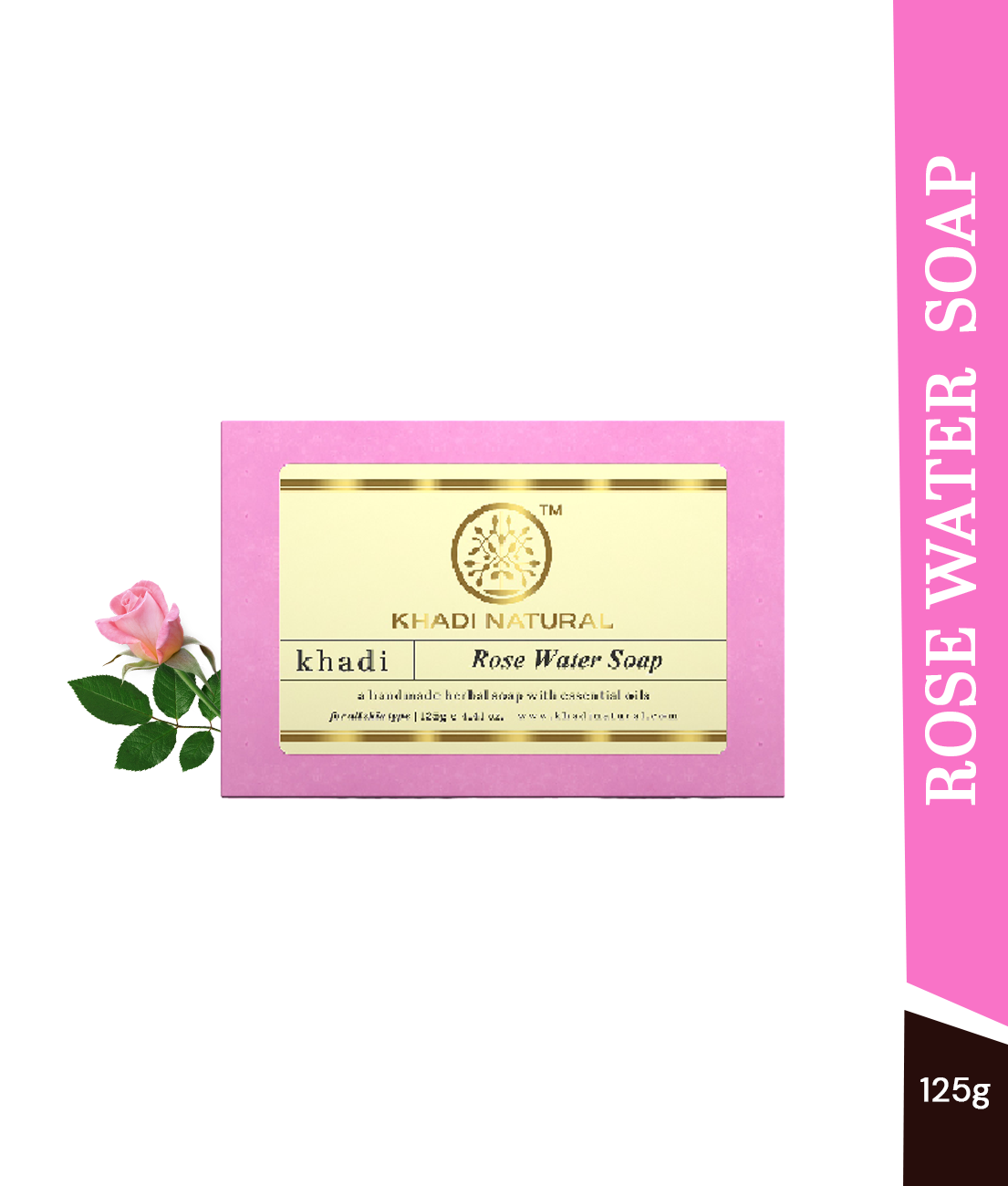 Khadi Natural Herbal Rose Water Soap - 125gm - Image 7 - Buy from Indicrest