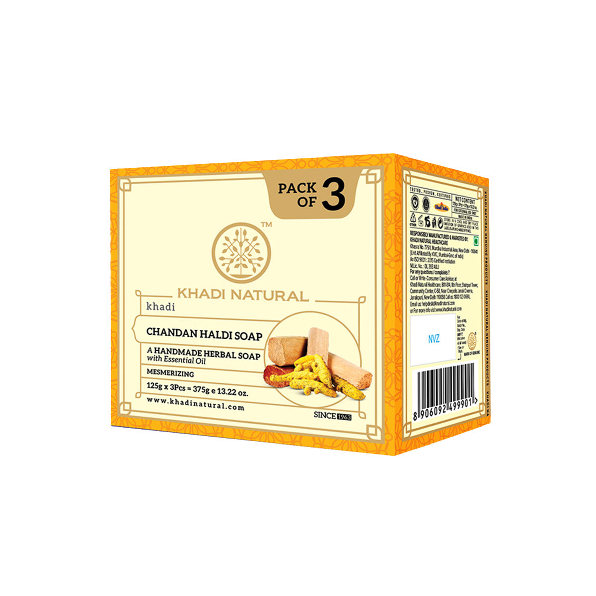 Khadi Natural Herbal Chandan Haldi Soap Combo Pack Of 3 – 125gm Each - Buy from Indicrest