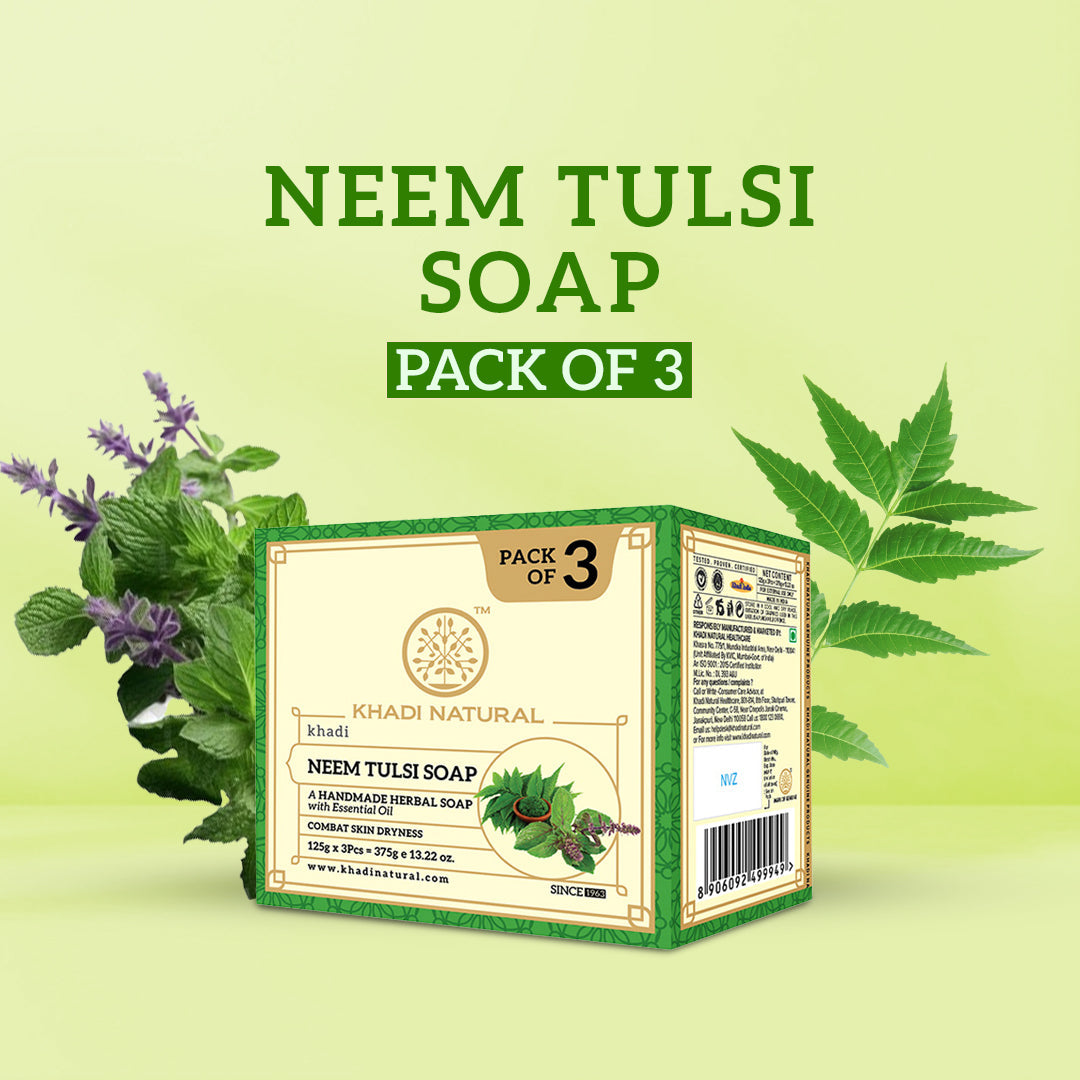 Khadi Natural Herbal Neem Tulsi Soap Combo Pack Of 3 – 125gm Each - Image 7 - Buy from Indicrest