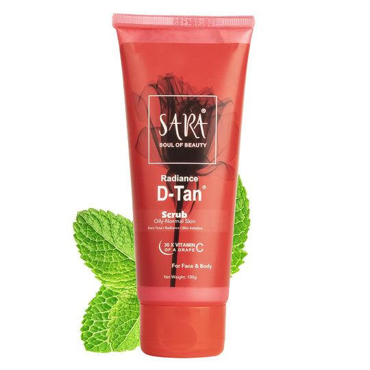 SARA Radiance D-TAN Scrub, Perfect For De-Tanning and skin Exfoliator, Suitable For All Skin Type, 100g - Buy from Indicrest