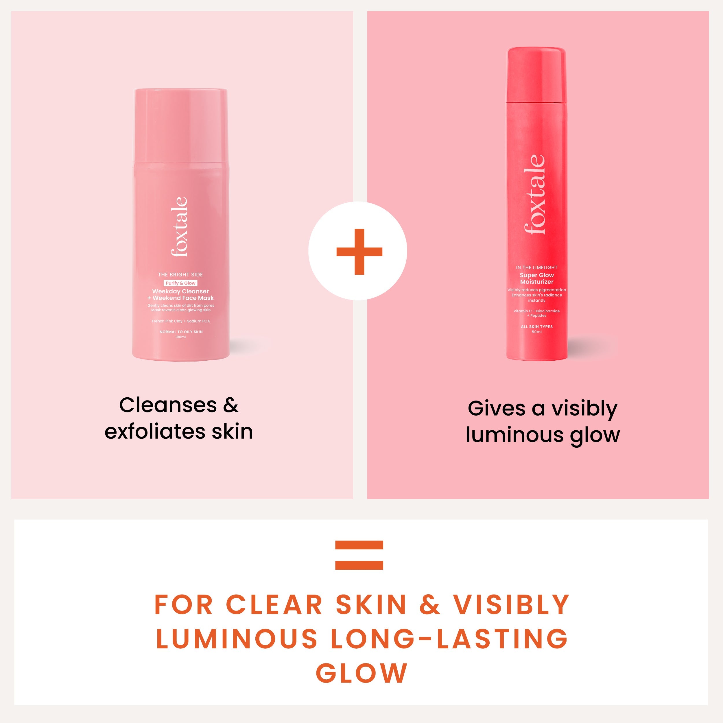 Foxtale Super Glow Up Duo Purify & Glow Cleanser + Mask + Super Glow Moisturizer with Vitamin C - Image 2 - Buy from Indicrest