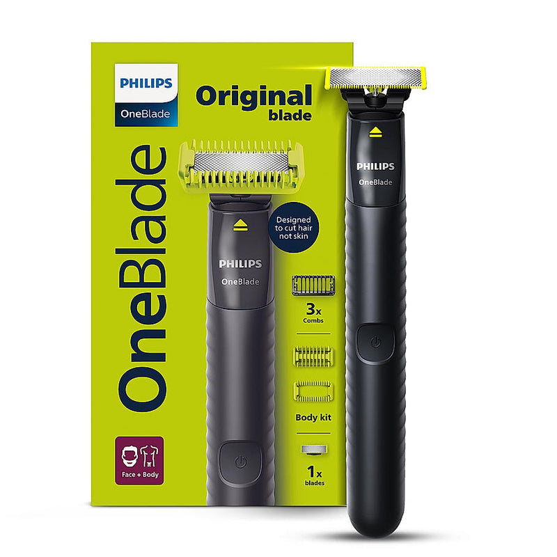 Philips OneBlade - Hybrid Trimmer & RazorI Face + Body I No Cuts Grooming for Private Parts I Best Zero Trim for Face and Body I Includes - 2 Blades, 2 body Comb & 3 Trim combs I QP1624/10 Buy at Indicrest