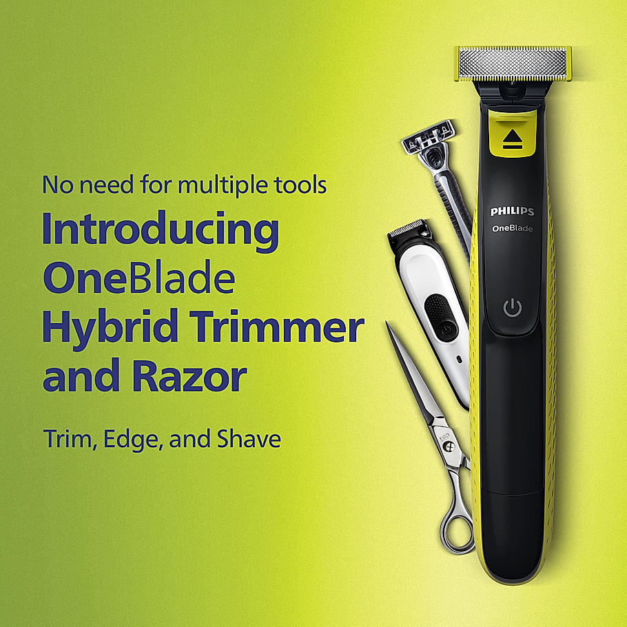Philips OneBlade- I Hybrid Trimmer & Razor I Trim, Edge & Shave | 2x Powerful Motor | Longer Battery Life I No Skin Irritation as Blade Never Touches Skin | Dual Protection Technology | QP2724/10