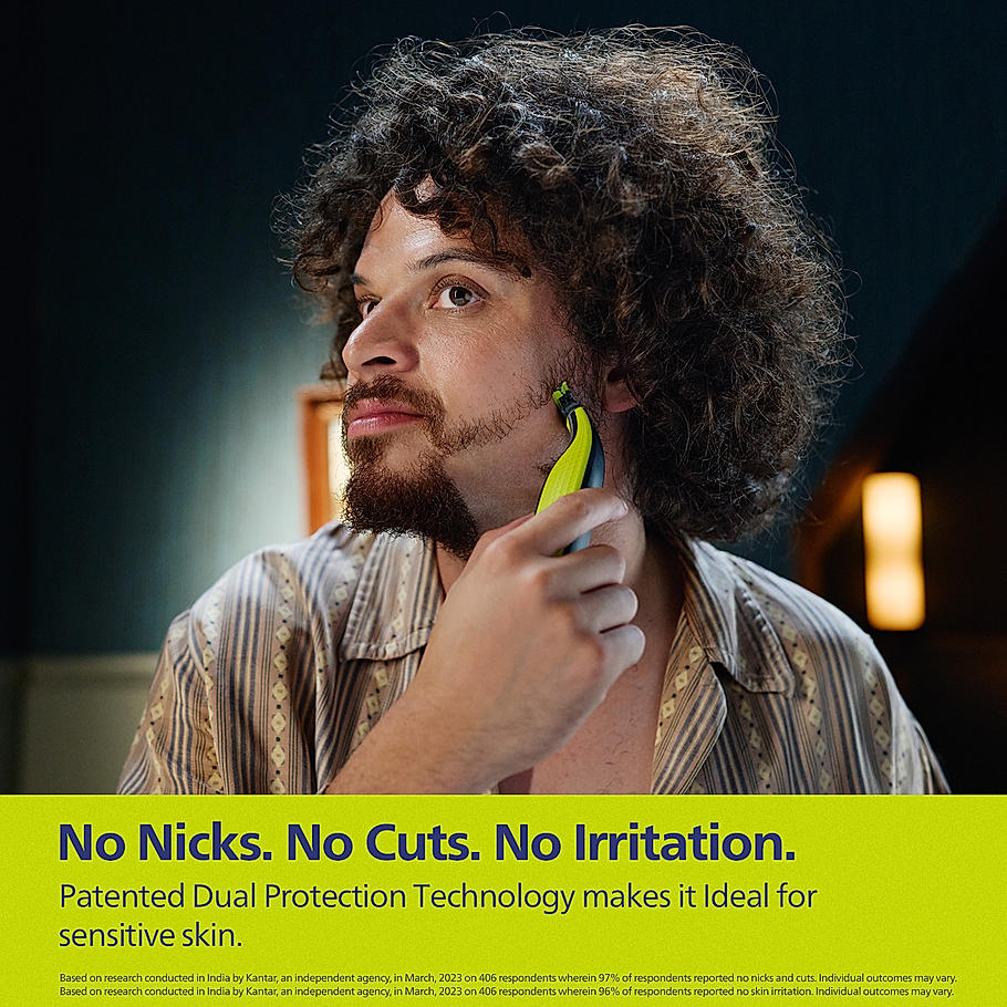 Philips OneBlade- I Hybrid Trimmer & Razor I Trim, Edge & Shave | 2x Powerful Motor | Longer Battery Life I No Skin Irritation as Blade Never Touches Skin | Dual Protection Technology | QP2724/10