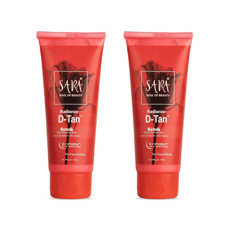 Sara Radiance D-TAN Scrub, D-Tan Pack for TAN Removal for Men and Women, Pack of 2, 200g - Buy from Indicrest