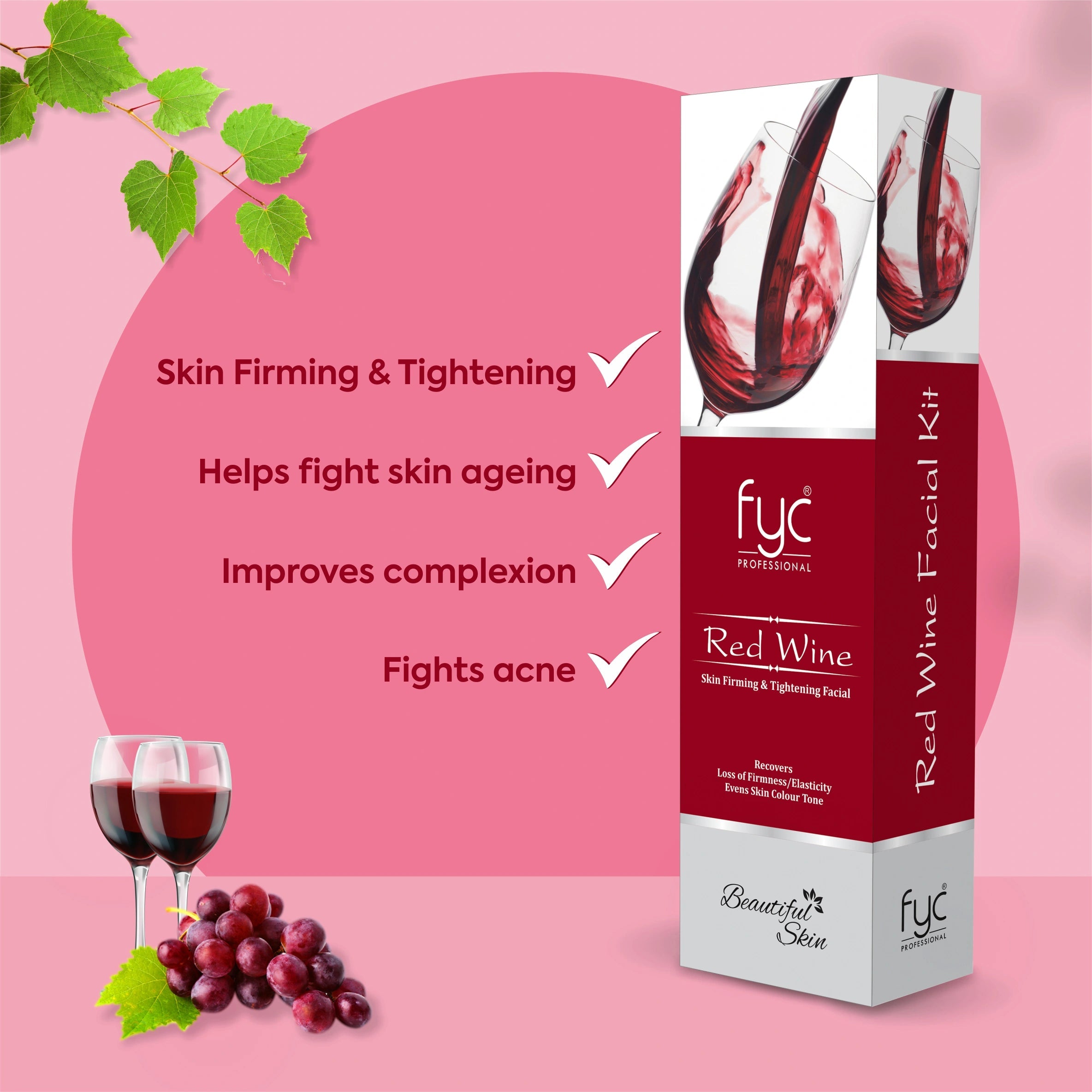 fyc-professional-red-wine-skin-firming-tightening-facial-kit-260g - Image 2 - Buy from Indicrest