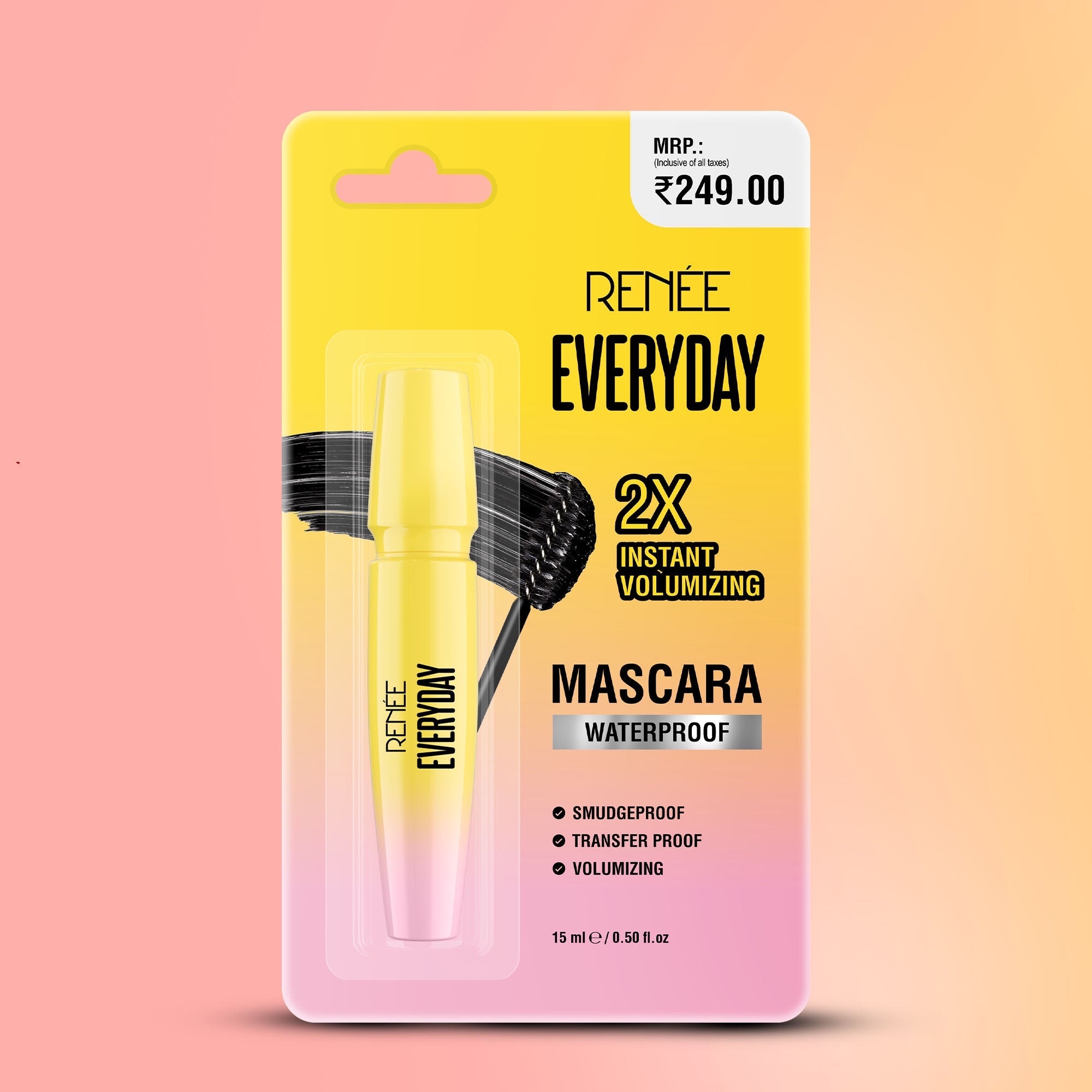 RENEE Everyday 2X Instant Volumizing Waterproof Mascara, 15 ml