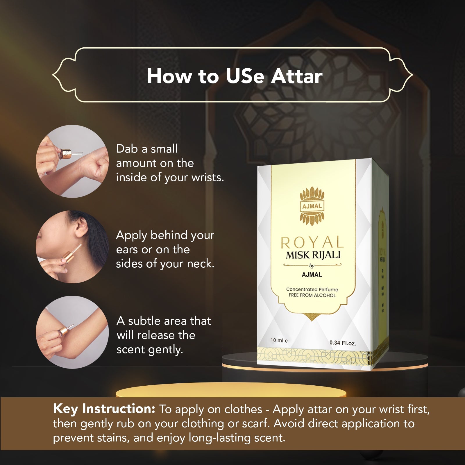 ROYAL-MISK-RIJALI Non-Alcoholic Attar 10ML for Men & Women - Image 4 - Buy from Indicrest