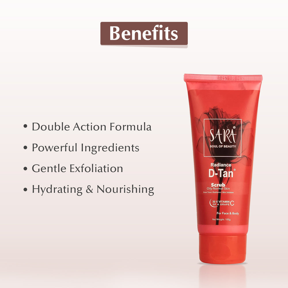Sara Radiance D-TAN Scrub, D-Tan Pack for TAN Removal for Men and Women, Pack of 2, 200g - Image 4 - Buy from Indicrest