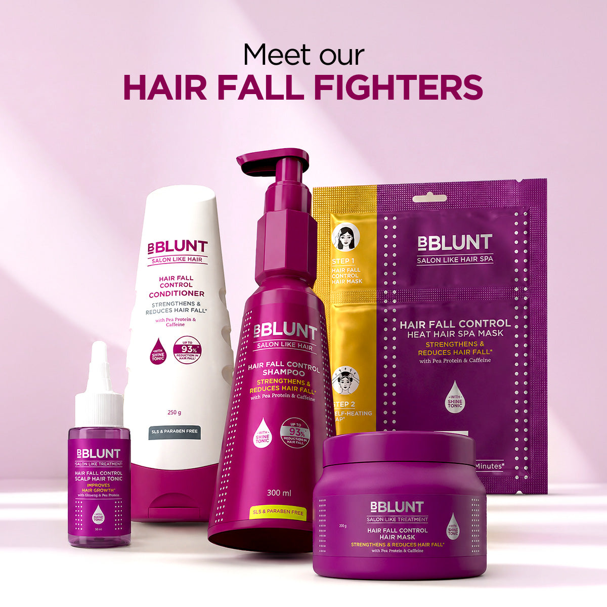 Bblunt Hair Fall Control Shampoo with Pea Protein & Caffeine for Stronger Hair, Pack of 2 X 300ml - Image 8 - Buy from Indicrest