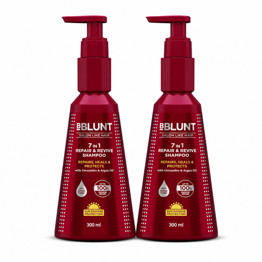 Bblunt 7 in 1 Repair & Revive Shampoo for Upto 100% Damage Repair, 300ml, Pack of 2 X 300ml - Buy from Indicrest