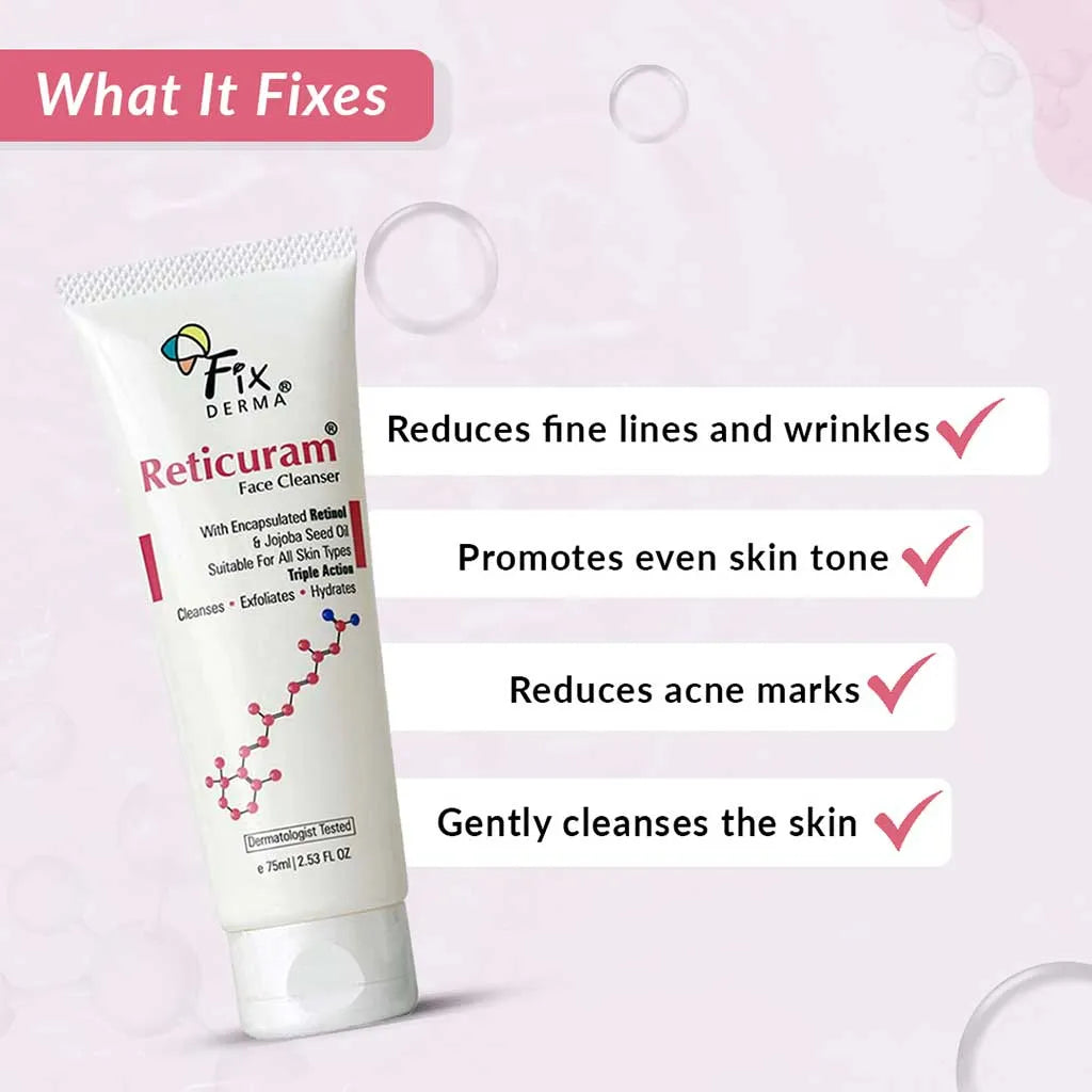 Fixderma Anti Ageing Kit | A Dual-Action Regimen to Minimize Open Pores, Face Cleanser 75ml + Serum 15ml - Image 2 - Buy from Indicrest