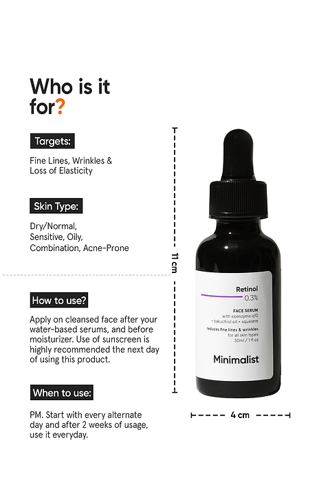 Minimalist Retinol 0.3% Face Serum For Powerful Anti-aging Serum  Fine Lines &amp; Wrinkles, 10ml - Image 3 - Buy from Indicrest