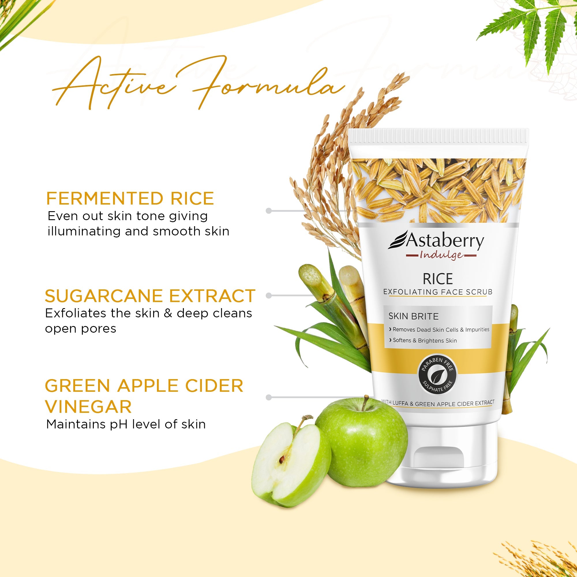 Astaberry Rice Exfoliating Face Scrub for Brightens Skin - 100ML - Image 5 - Buy from Indicrest