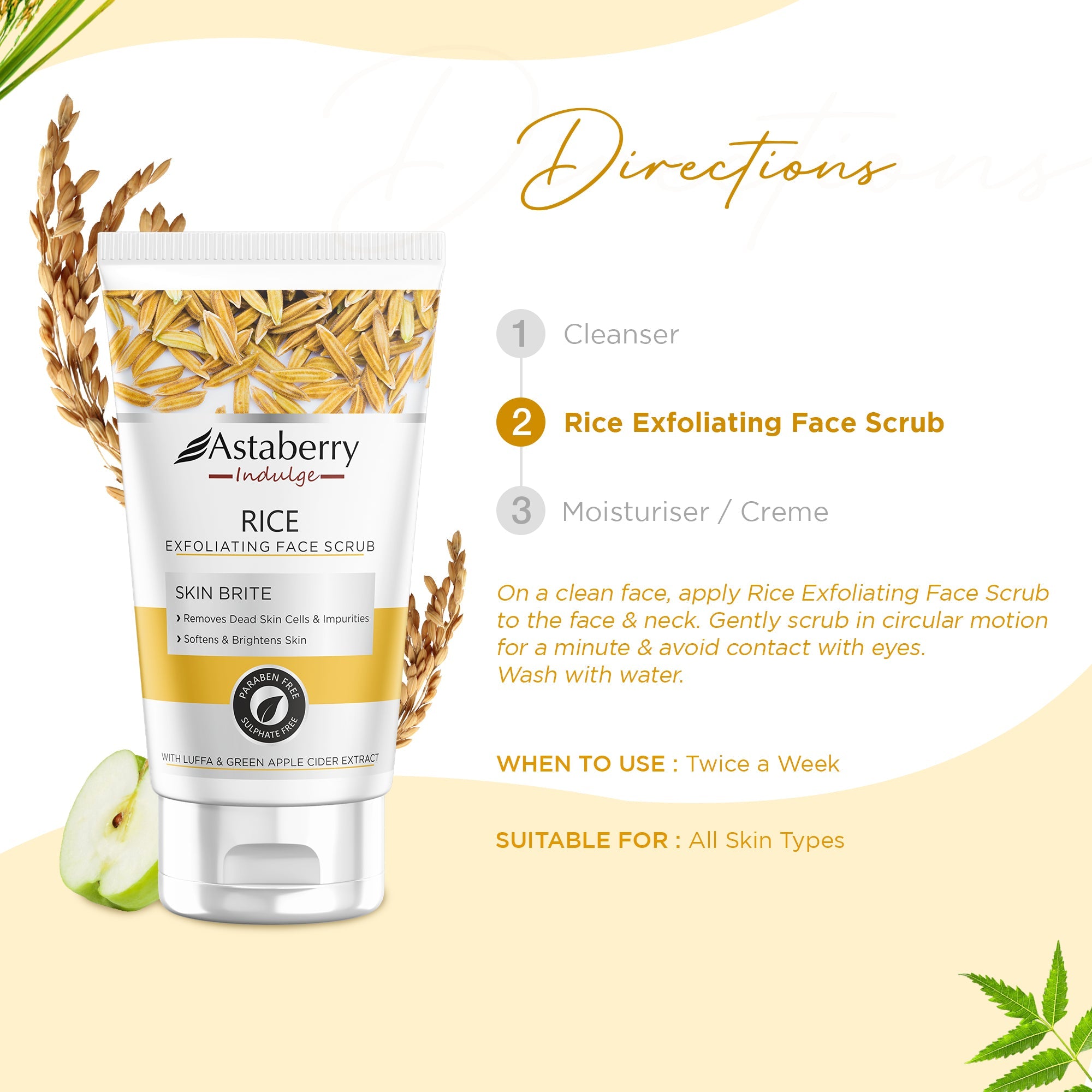 Astaberry Rice Exfoliating Face Scrub for Brightens Skin - 100ML - Image 6 - Buy from Indicrest