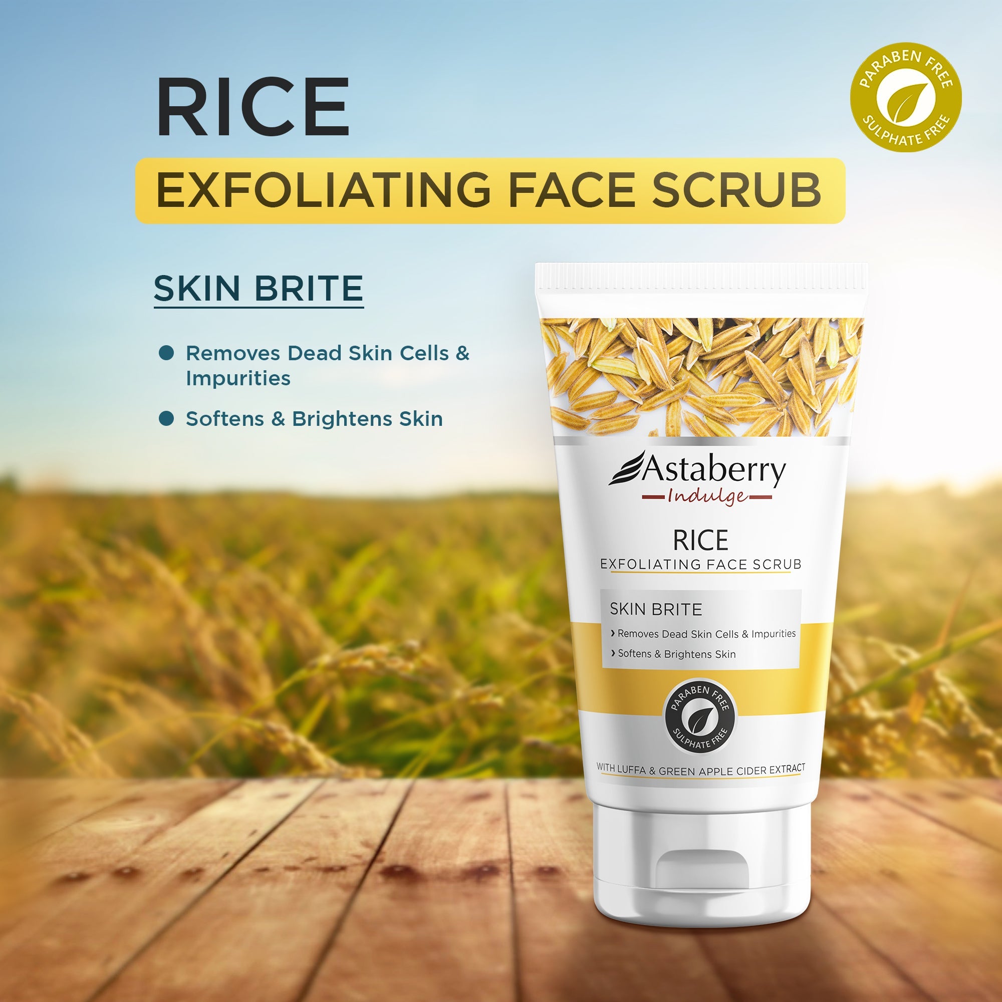 Astaberry Rice Exfoliating Face Scrub for Brightens Skin - 100ML - Image 2 - Buy from Indicrest