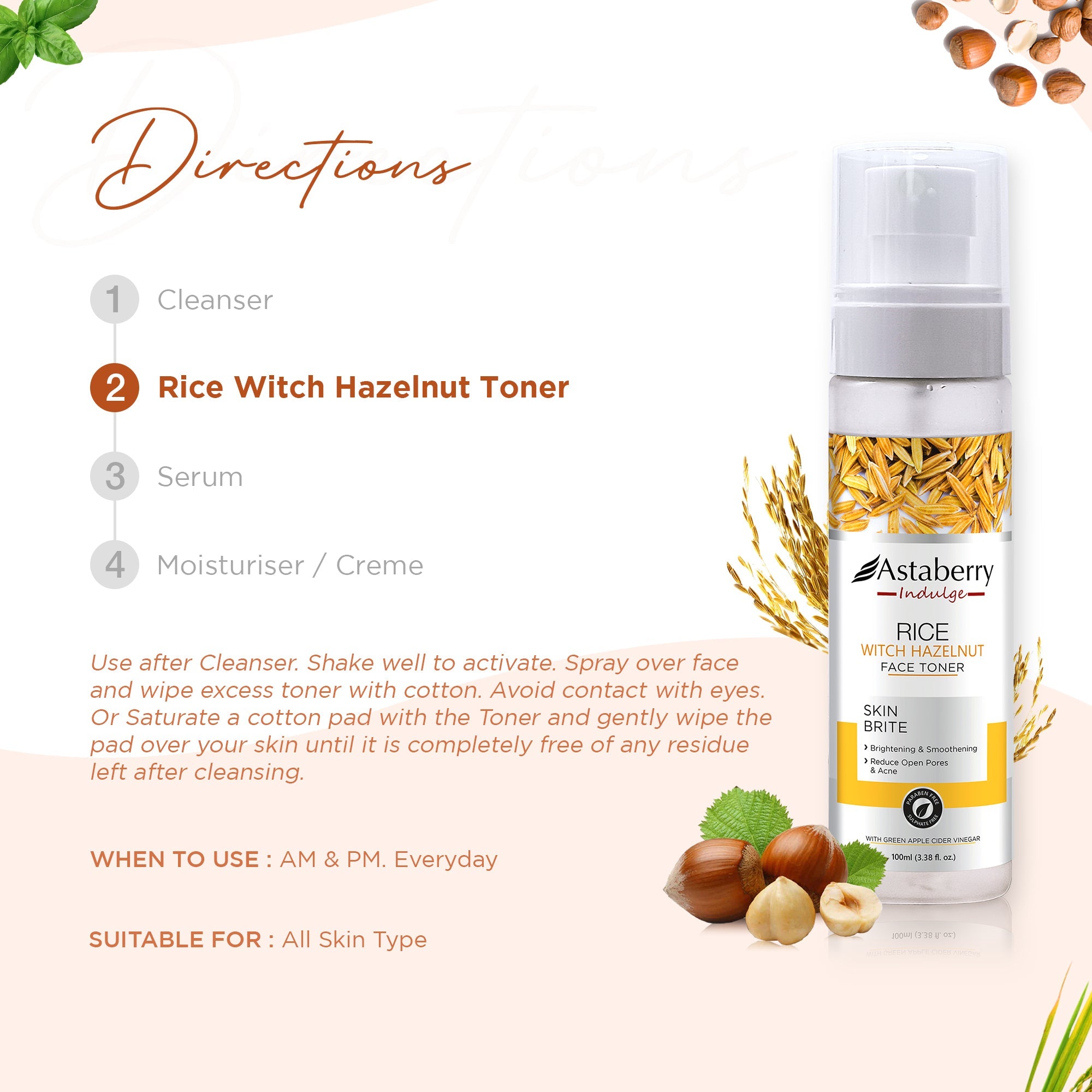 Astaberry Rice Witch Hazel Face Toner for Glowing Skin - 100ML - Image 6 - Buy from Indicrest