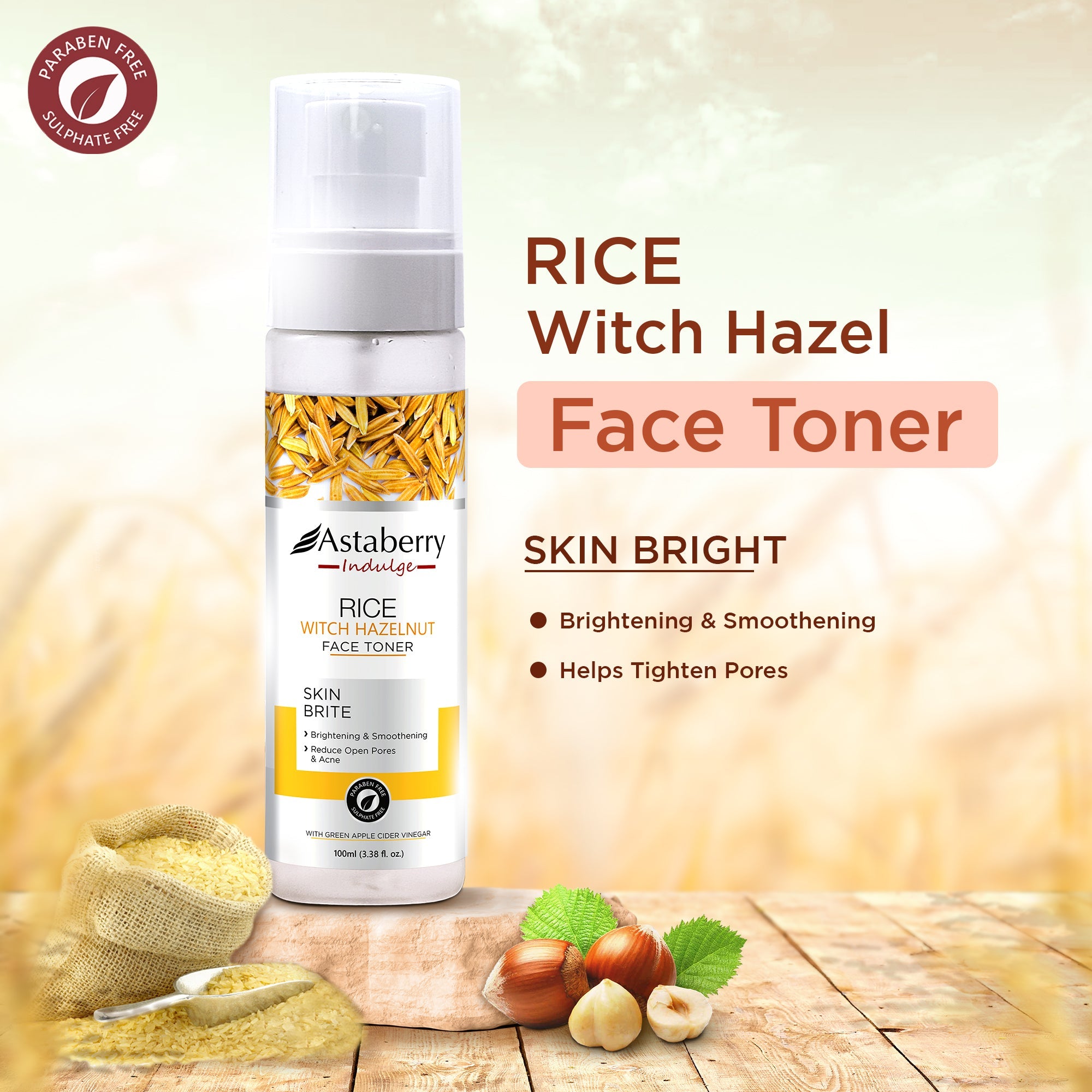 Astaberry Rice Witch Hazel Face Toner for Glowing Skin - 100ML - Image 2 - Buy from Indicrest