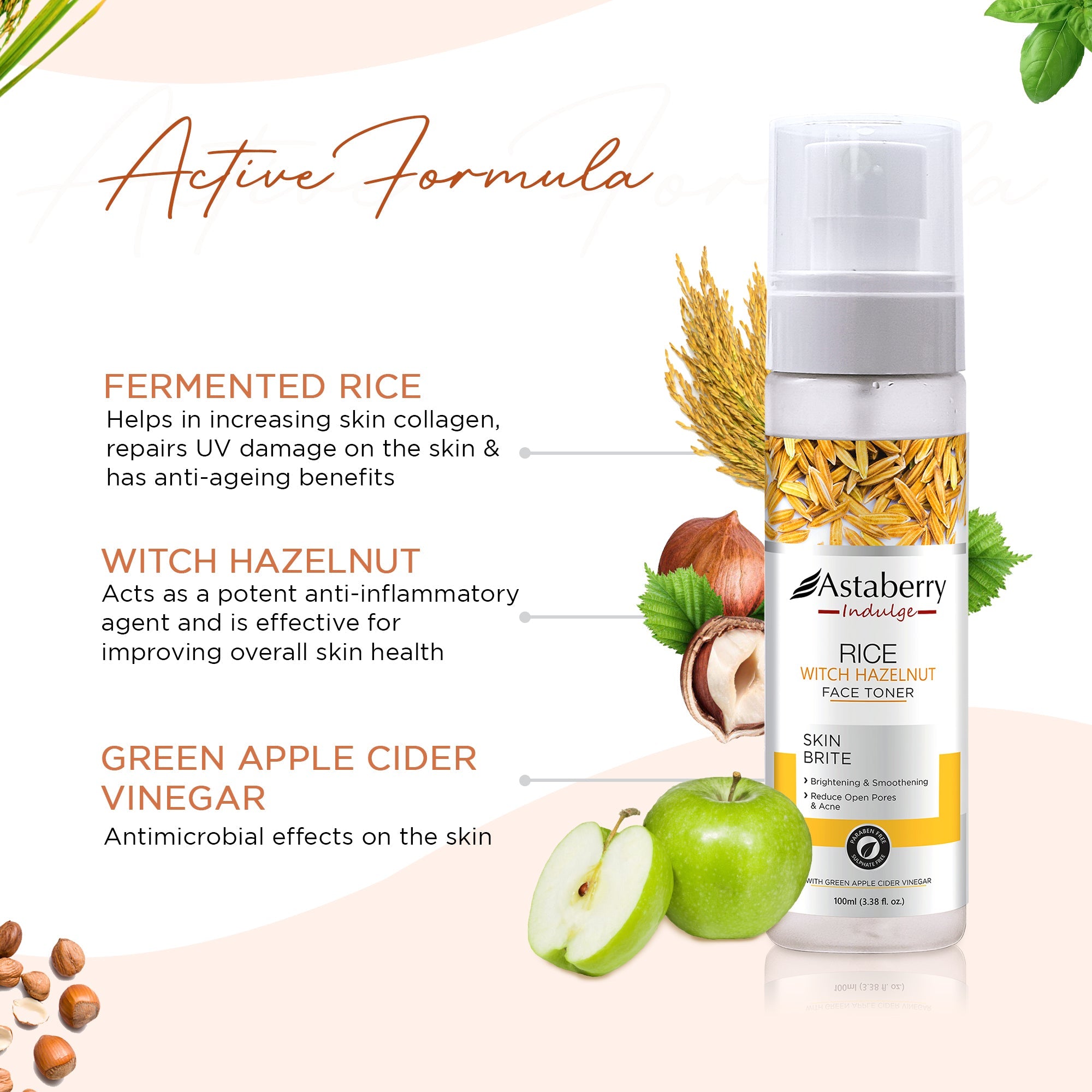 Astaberry Rice Witch Hazel Face Toner for Glowing Skin - 100ML - Image 5 - Buy from Indicrest