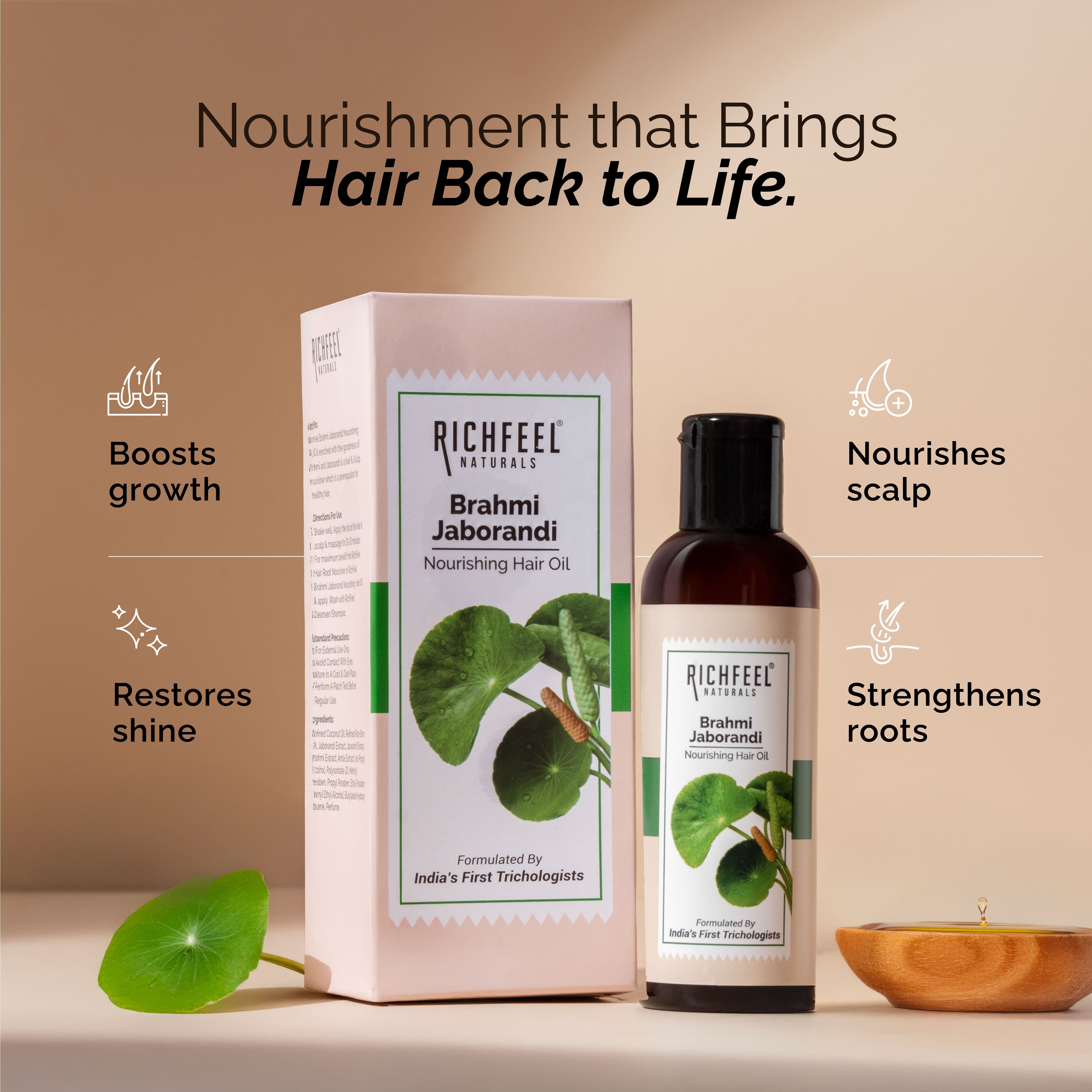 Richfeell Brahmi Jaborandi Nourishing Hair Oil 80 Ml (Pack of 3) - Image 7 - Buy from Indicrest