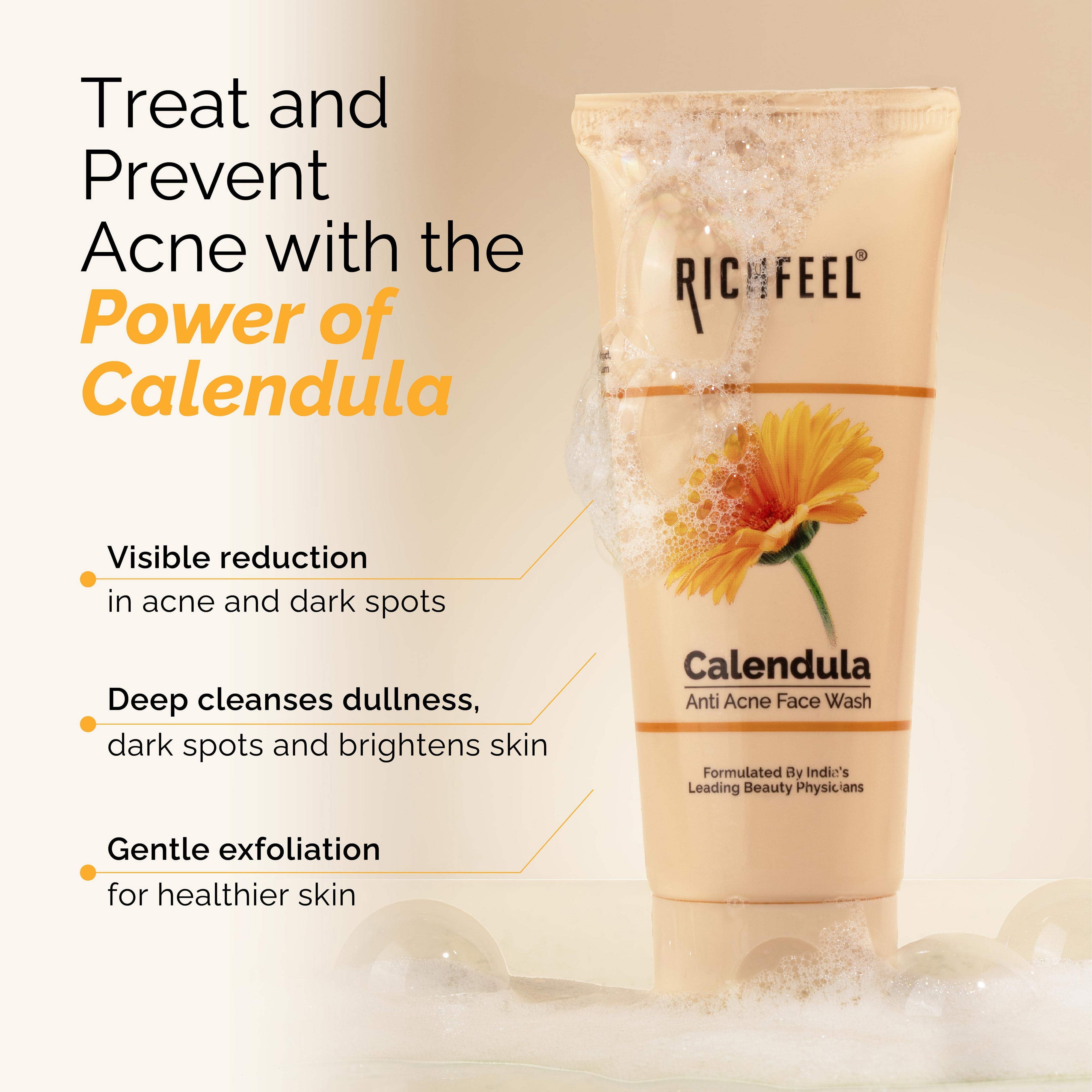 Richfeell Calendula Anti Acne Face Wash 100 g (Pack of 3) - Image 5 - Buy from Indicrest