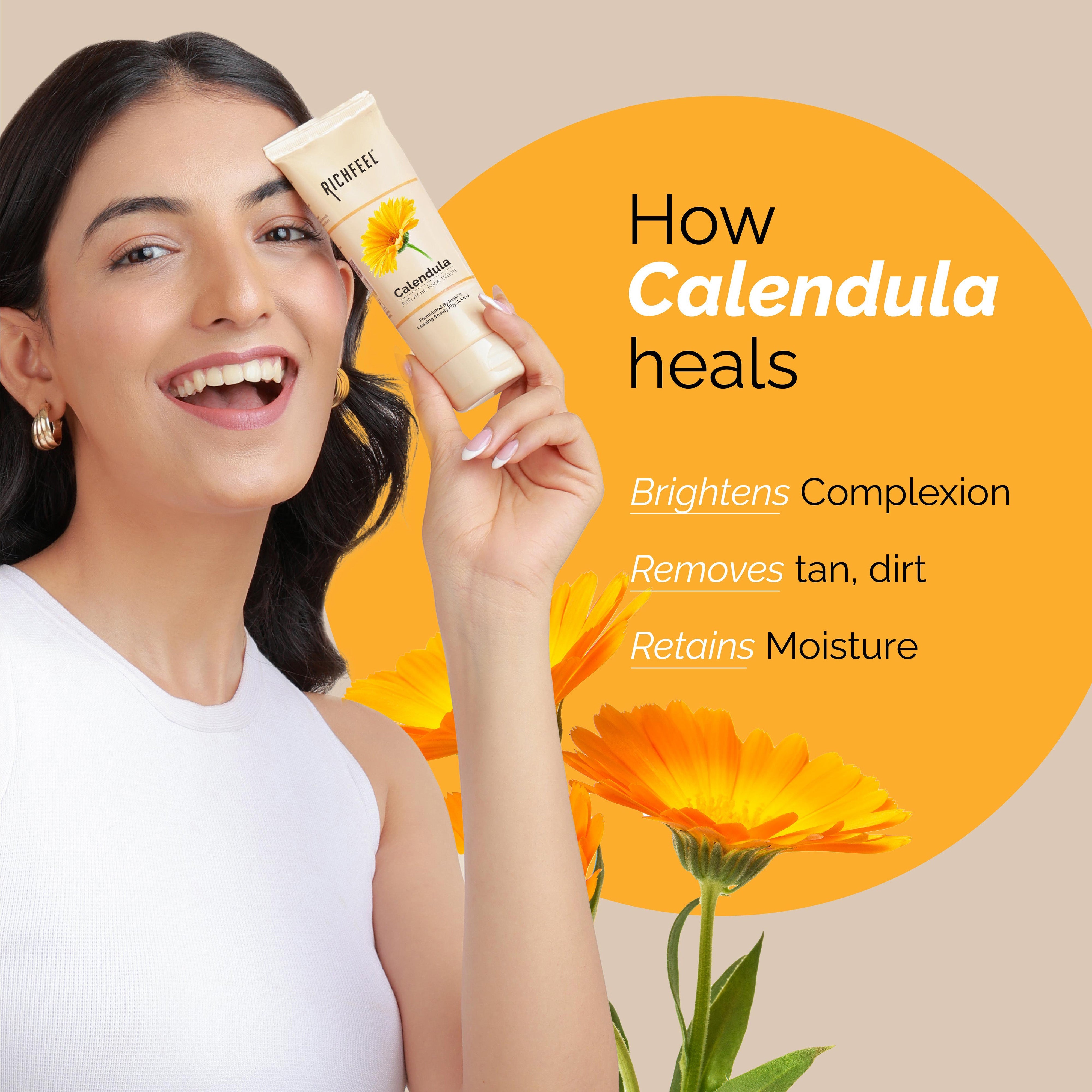 Richfeell Calendula Anti Acne Face Wash 100 g (Pack of 2) - Image 6 - Buy from Indicrest