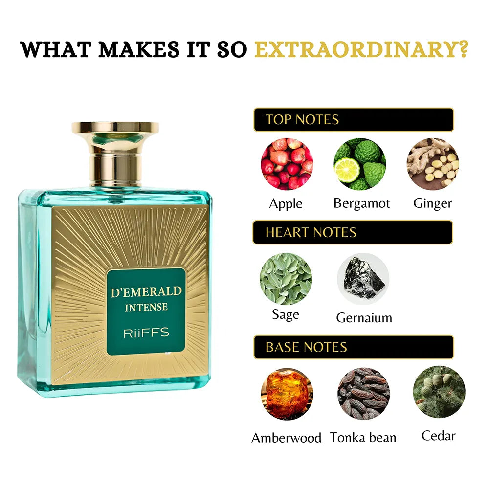 RiiFFS D’EMERALD INTENSE amber woody perfume 100ml Indicrest