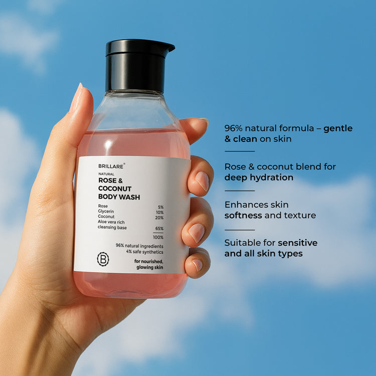 Brillare Rose & Coconut Body Wash, 200ml - Image 3 - Buy from Indicrest