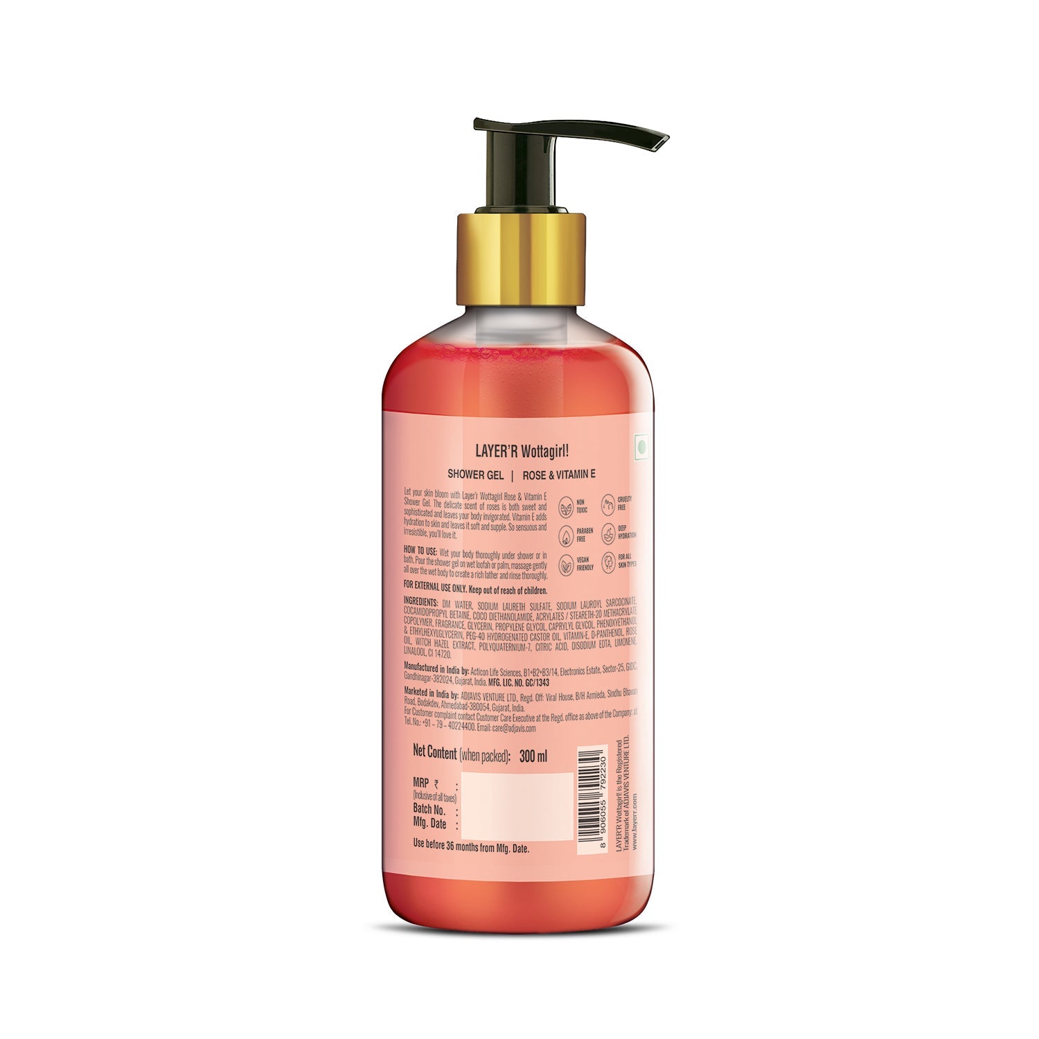 Wottagirl ROSE & VITAMIN E, 300ml - Image 4 - Buy from Indicrest