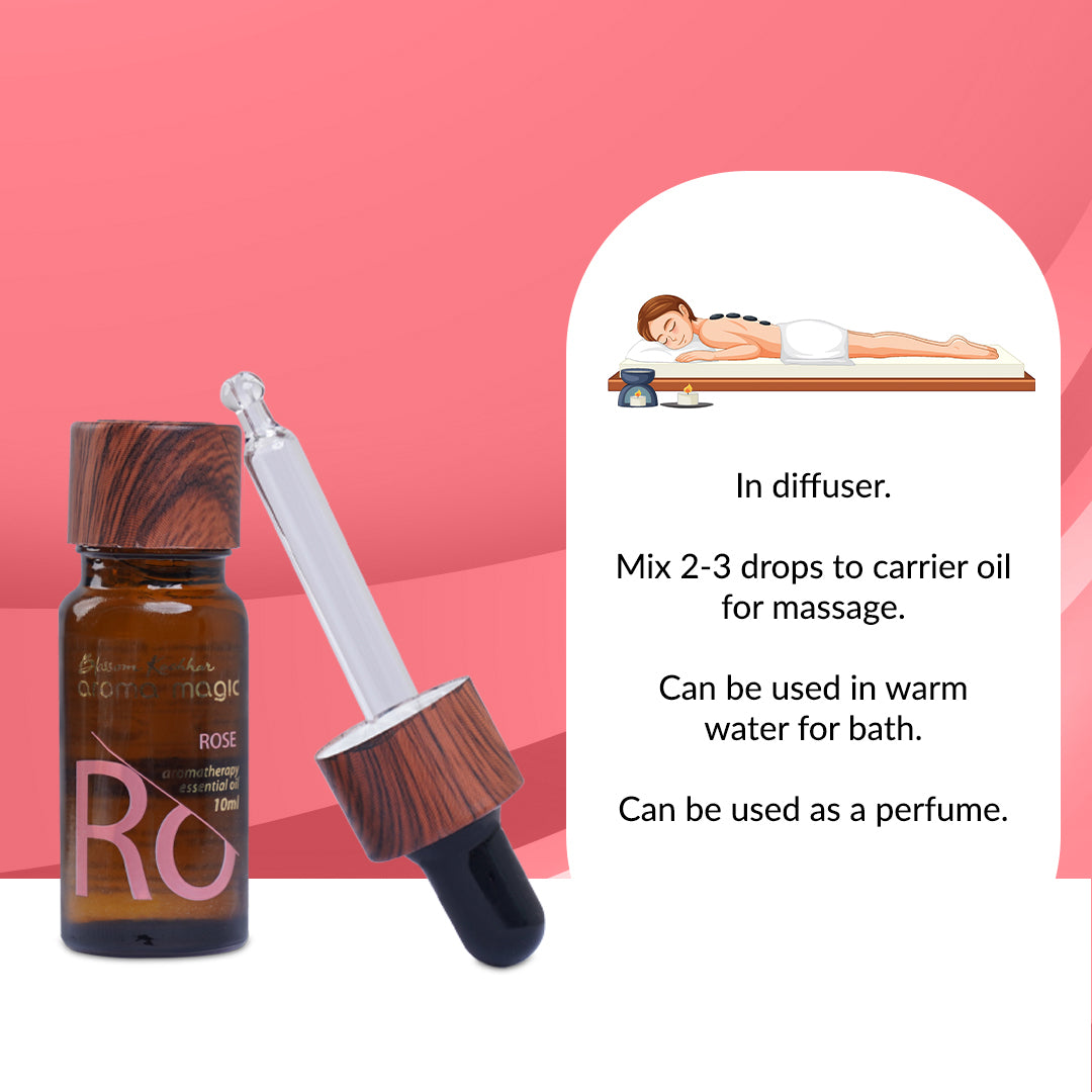 Aroma Magic Rose Essential Oil For Skin Toning, Stress & Muscle Relief, 10ml - Image 5 - Buy from Indicrest