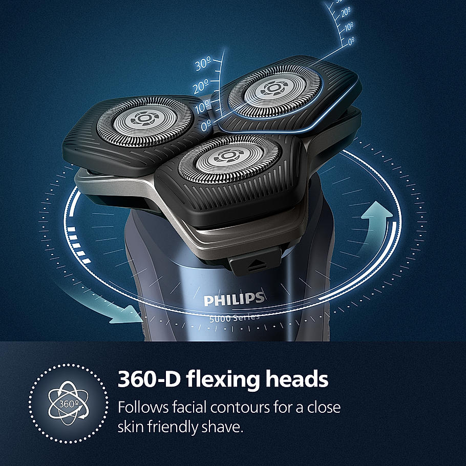 Philips Electric Shaver- | Wet & Dry | Steel Precision Blades | SkinIQ Technology | Power Adapt Sensor | 360 D Flexing heads | Integrated Pop up Trimmer | Delivers a Powerful Shave, Cuts More Hair Per Stroke* | S5885/28