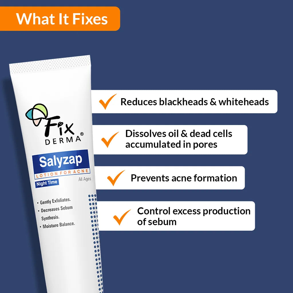 Fixderma Salyzap Night-time Lotion | Effective Spot Treatment to Calm & Heal Acne, 20ml - Image 2 - Buy from Indicrest