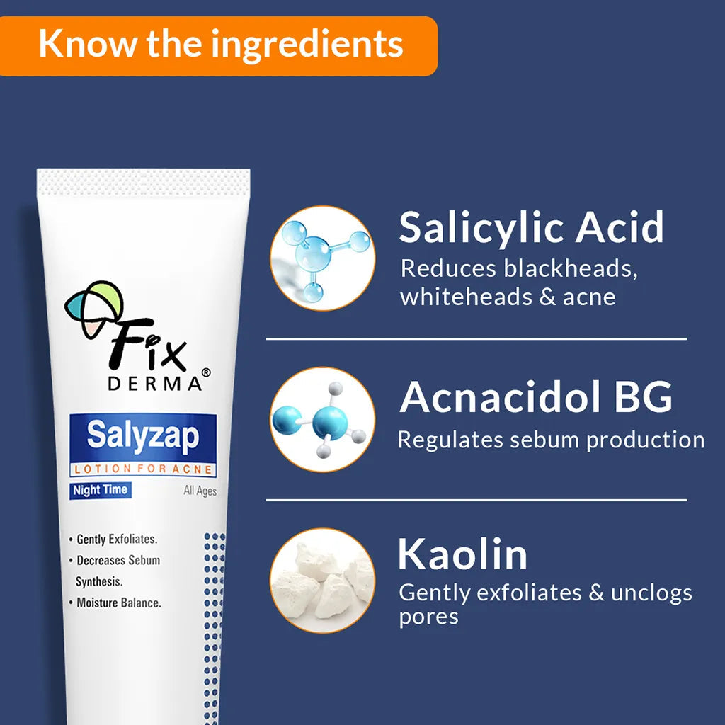 Fixderma Salyzap Night-time Lotion | Effective Spot Treatment to Calm & Heal Acne, 20ml - Image 5 - Buy from Indicrest