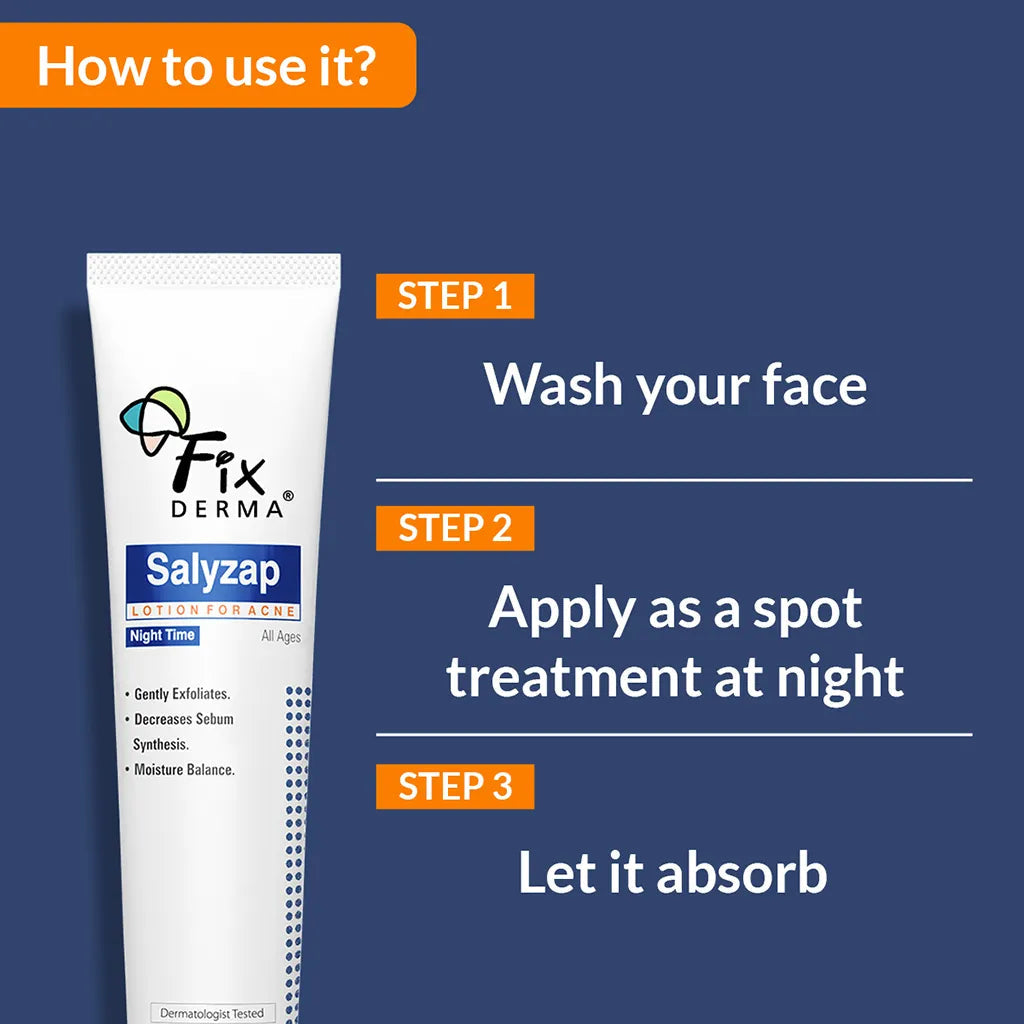 Fixderma Salyzap Night-time Lotion | Effective Spot Treatment to Calm & Heal Acne, 20ml - Image 6 - Buy from Indicrest