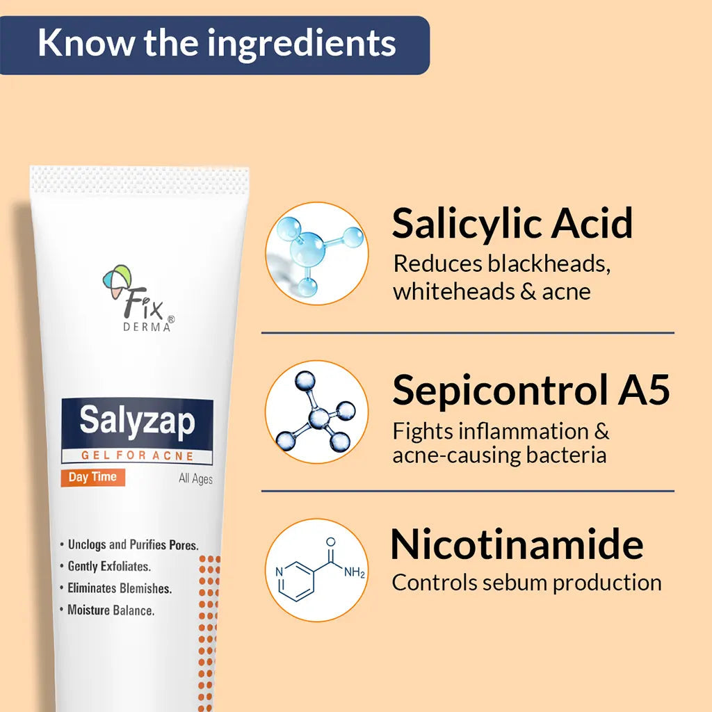 Fixderma Salyzap Day Time Gel | A Step-Ahead Formulation for Acne-Prone Skin, 20g - Image 4 - Buy from Indicrest