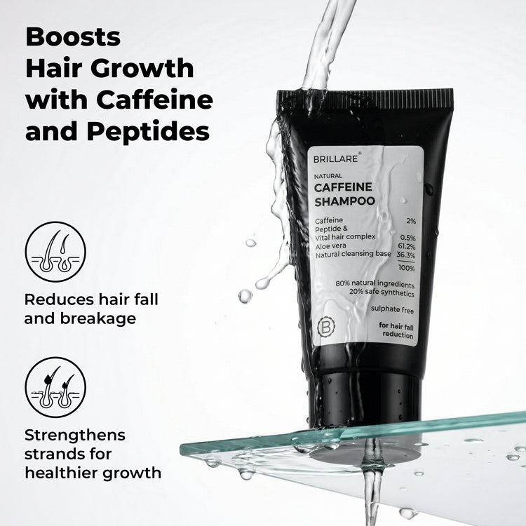Brillare Mini Caffeine Shampoo For Reducing Hair Loss And Breakage, 12ml - Image 2 - Buy from Indicrest