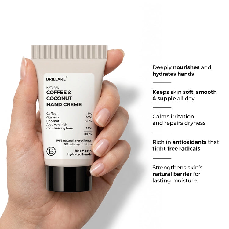 Brillare Mini Coffee & Coconut Hand Creme for Energized & Moisturised Skin, 15g - Image 3 - Buy from Indicrest