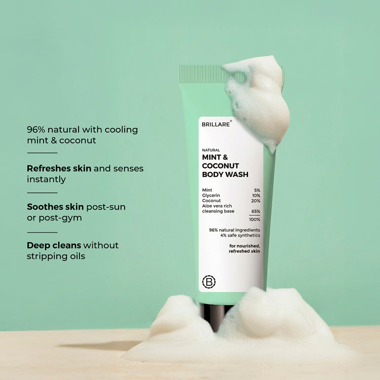 Brillare Mini Mint & Coconut Body Wash, 20ml - Image 3 - Buy from Indicrest