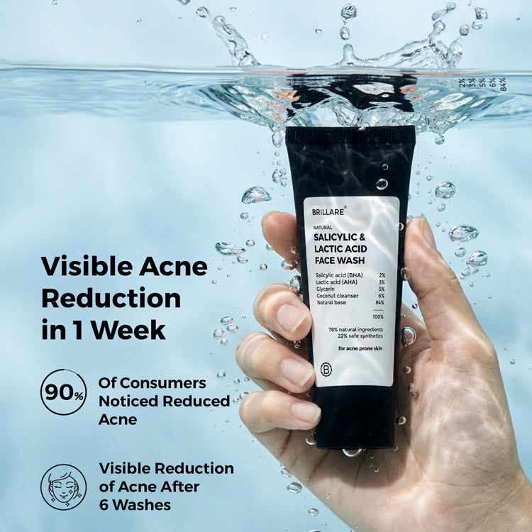 Brillare Mini Salicylic and Lactic Acid Face Wash for acne prone skin, 20ml - Image 2 - Buy from Indicrest