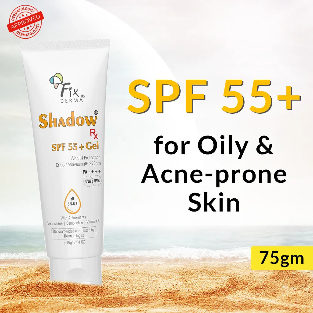 Fixderma Shadow Rx SPF 55+ Gel | Lightweight SPF 55+ protection for oily & acne-prone skin, 75g - Image 10 - Buy from Indicrest