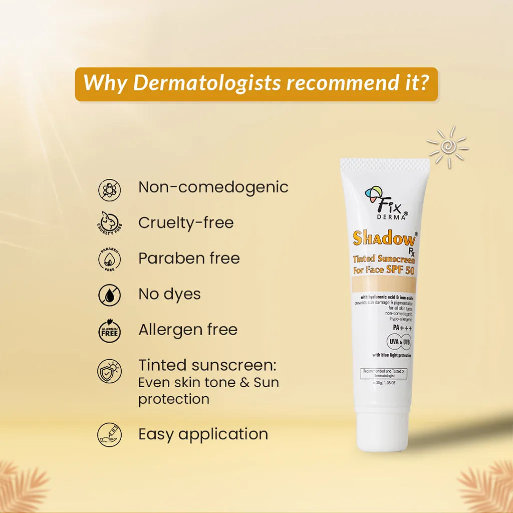 Fixderma Shadow Rx Tinted Sunscreen For Face SPF 50 | Dermatologist-Recommended sunscreen with a sheer tint, 30g - Image 5 - Buy from Indicrest
