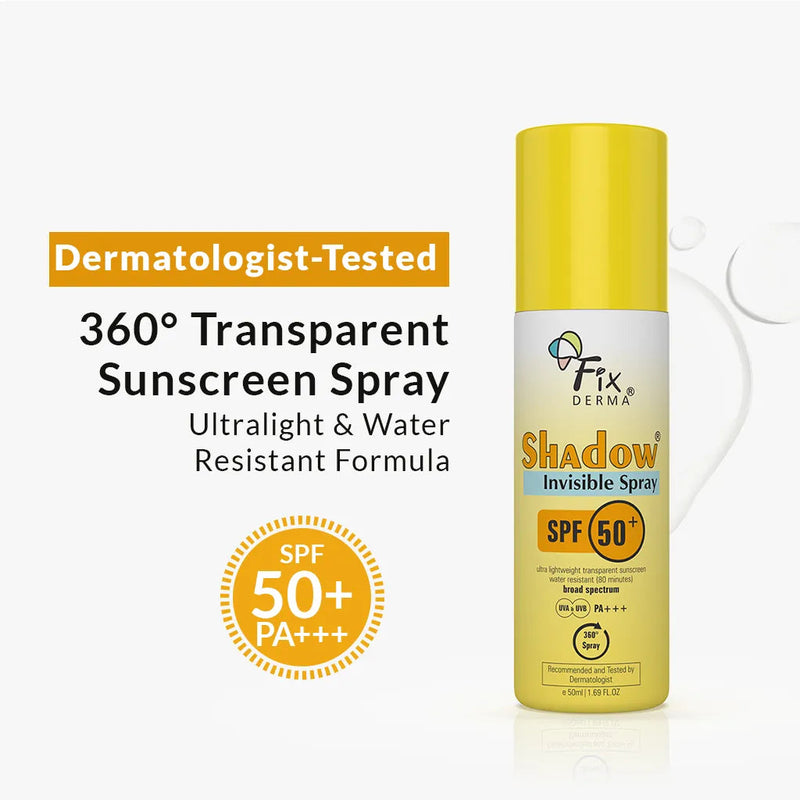 Fixderma Shadow Invisible Spray SPF 50+ | 360° transparent coverage against harmful UV rays, 50ml - Buy from Indicrest